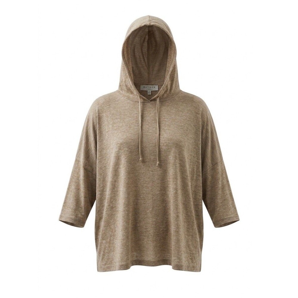 Hayden Los Angeles Oversized Knit Hoodie Sweater Size S Tan Beige Drawstring